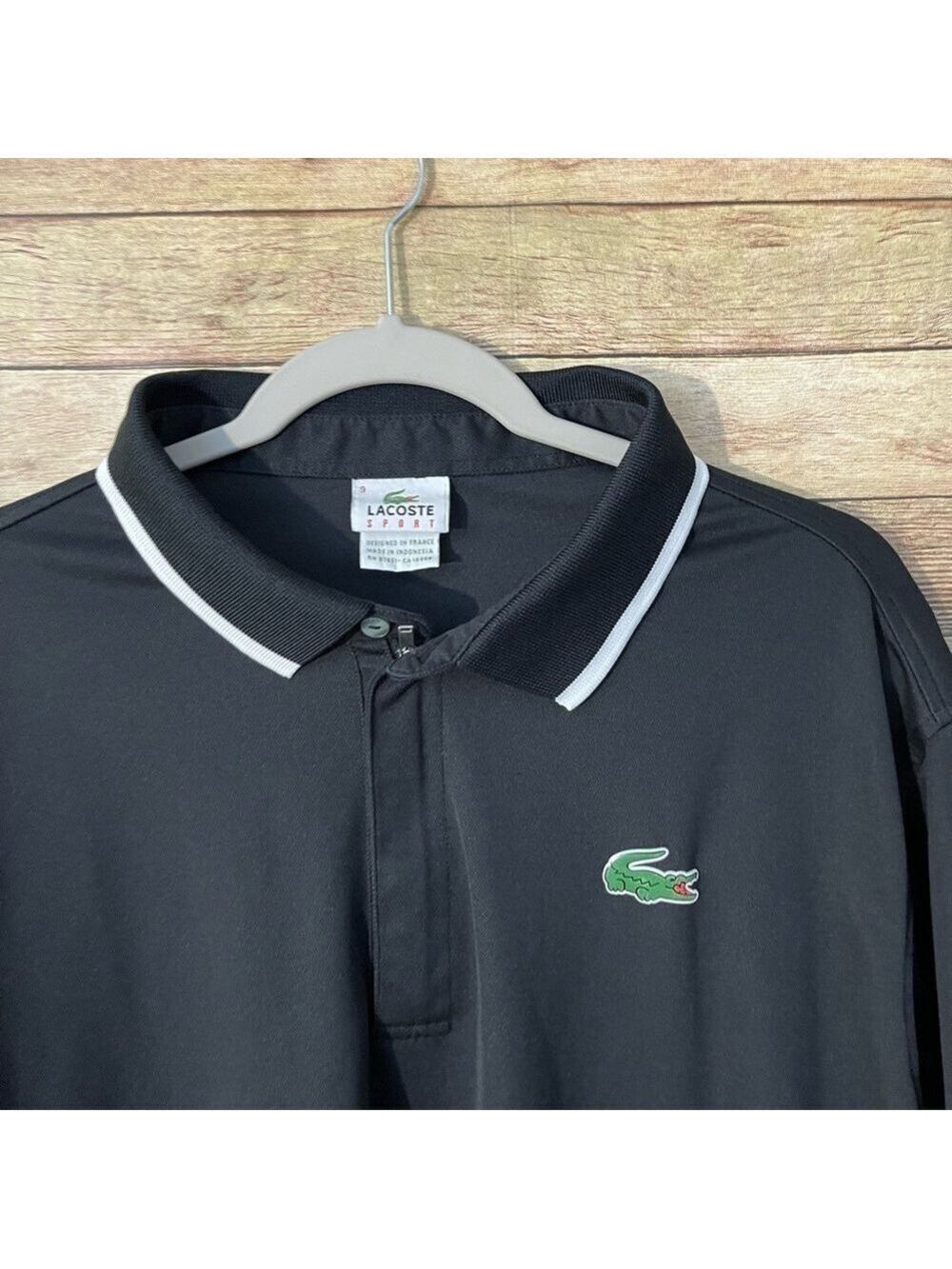 Vintage Lacoste Sport Mens Polo Andy Roddick Shirt Black with White Trim 3XL 9 - Picture 3 of 8